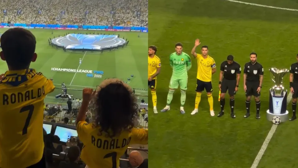 Antes de mudar de visual, Georgina esteve com os filhos a apoiar CR7